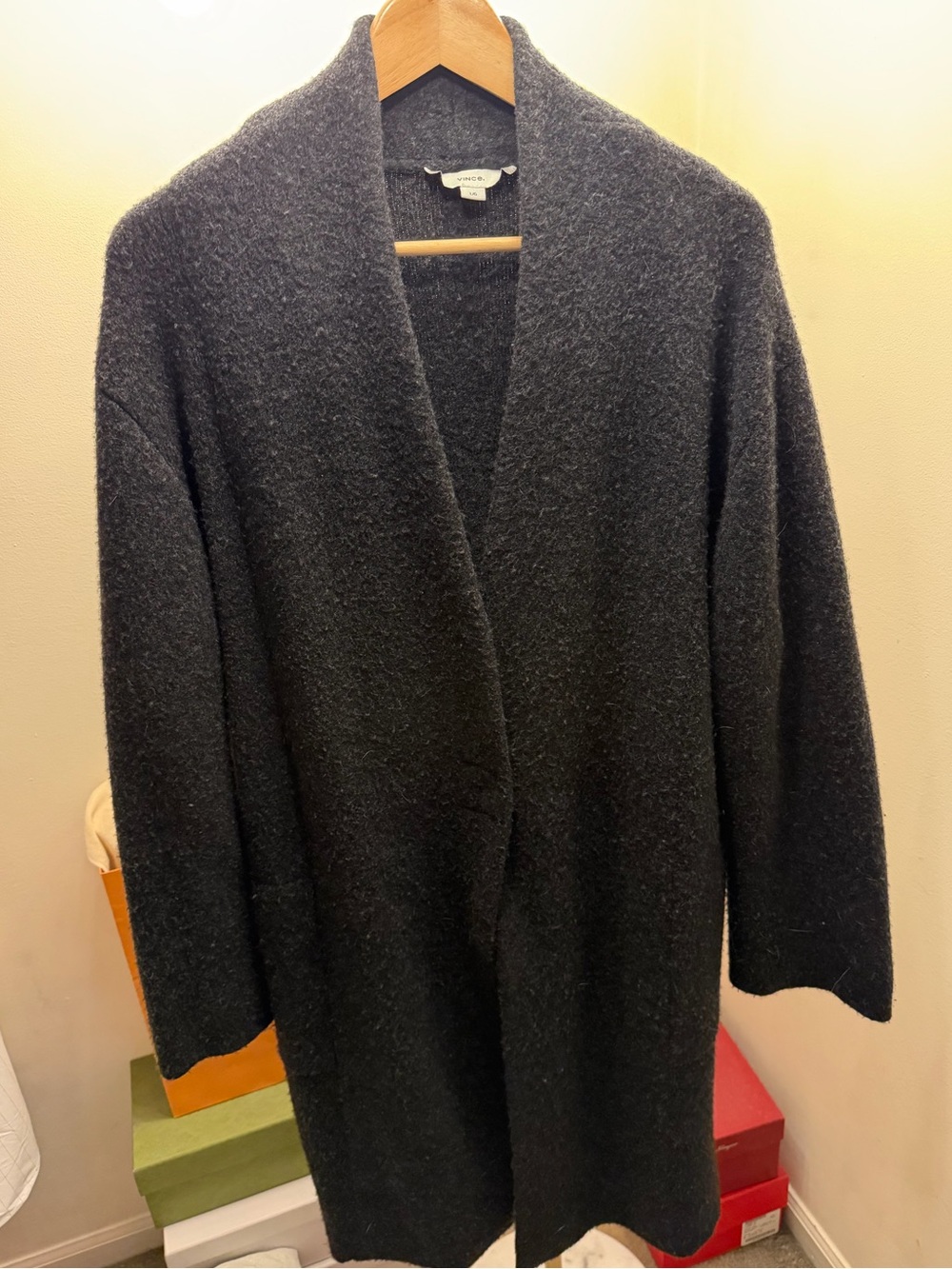 Vince Wool Cardigan Coat in Gray